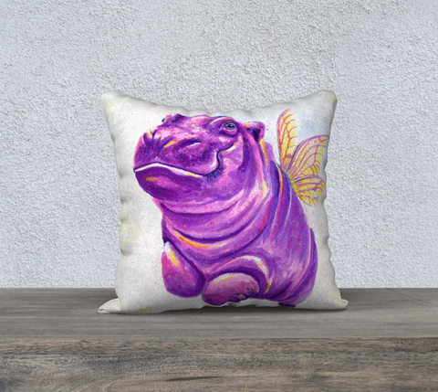 Flying hippo pillowcase