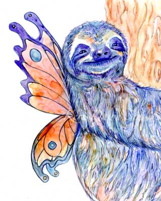 Sloth fairy art print